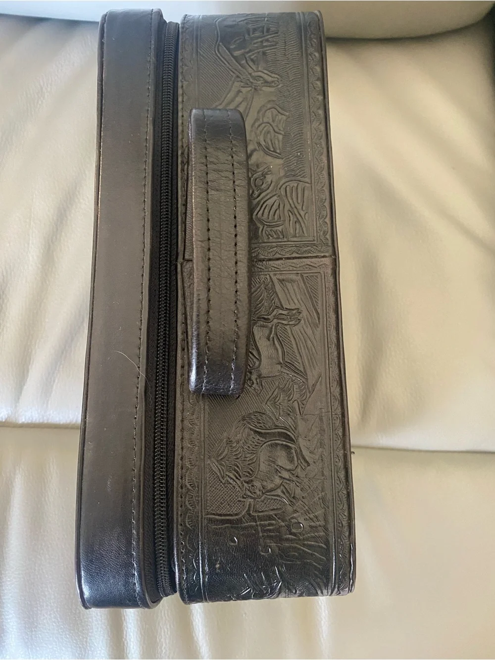 Vintage Gaitan Mexico Hand Tooled Stagecoach Vanity Case